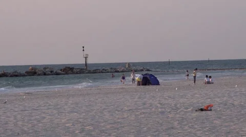 People Relax On The Beach Stock Footage 49710325