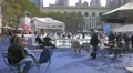 People relaxing and ice skating in Bryant Park, New York City 4k or 4k+ Resolution