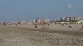 People relaxing and walking on the beach, Rimini, Italy, HD Footage