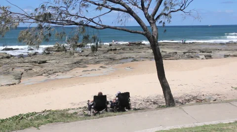 People Relaxing At Beach 스톡 동영상 34254581