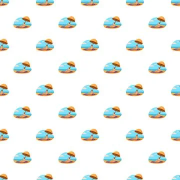 People relaxing on beach with umbrella pattern Stock Illustration