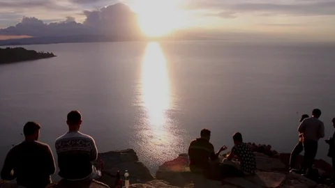 People relaxing during the sunset Stock Footage 87037091