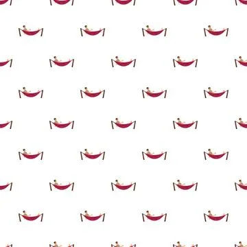 People relaxing in hammocks seamless pattern Stock Illustration