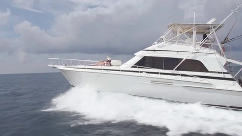 People Relaxing While Driving On The  Sea With The Powerboat Stock Footage 84944662