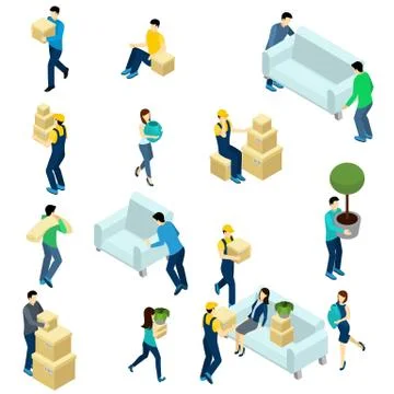 People Relocating Isometric Illustrazione stock