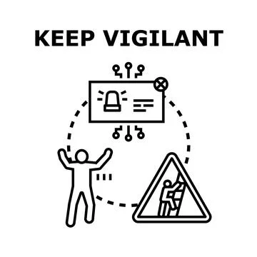 People remaining vigilant against digital security threats 库存插图