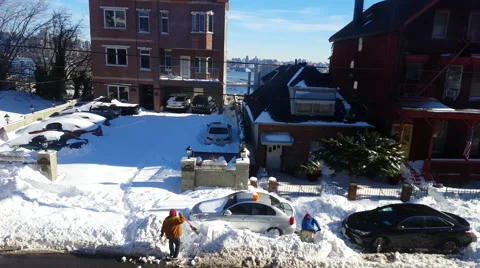 People removing Snow. Stock Footage 59901341