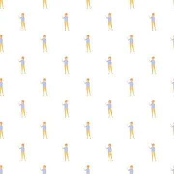People repetitive seamless pattern on white background Illustrazione stock