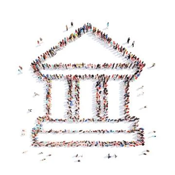 People representing the ancient building Stock Illustration