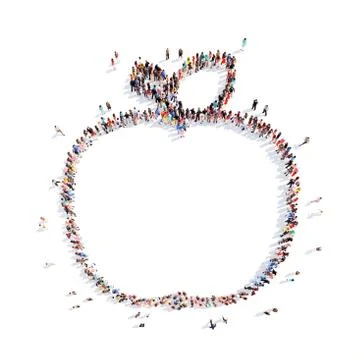 People representing the apple Stock Illustration