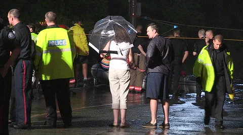 People rescued from stranded commuter train in Toronto flood after thunder storm Stock Footage 44384846