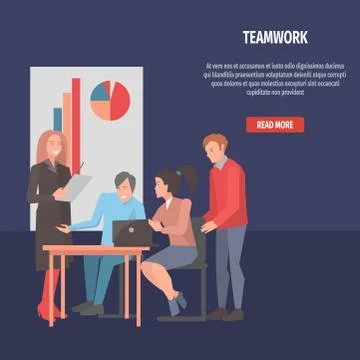 People Resolving Issues on Laptop Teamwork Startup Stock Illustration