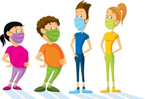 People with Respiratory Mask - Flat Design Vector Illustration Stock Illustration