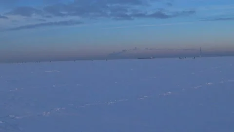 People rest on the ice on a cold winter day Video stock 168156332