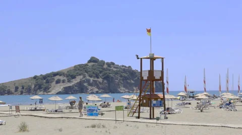 People resting on the Turtle Beach in Dalaman, Turkey Video stock 52093288