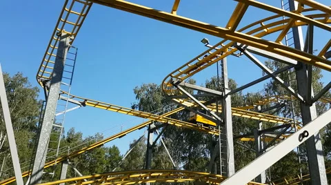 People ride attraction roller coaster Stock Footage 68860443