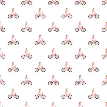 People riding bicycles continuous pattern for background Illustrazione stock