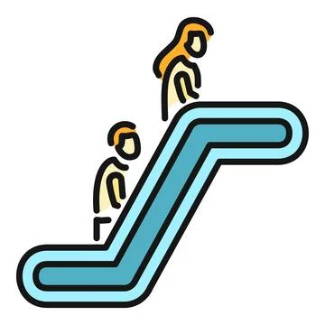 People riding down an escalator moving walkway vector icon Ilustración de archivo