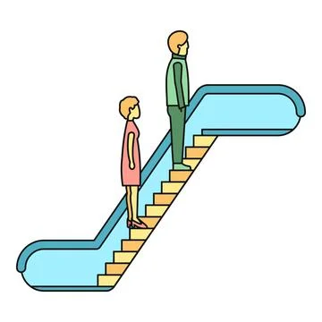 People riding a moving escalator up Stock Illustration