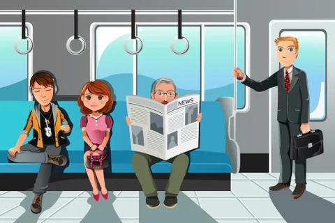 People riding train Illustrazione stock