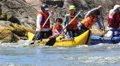 People on river have a fan on boat. Rafting team ,50% speed HD Footage