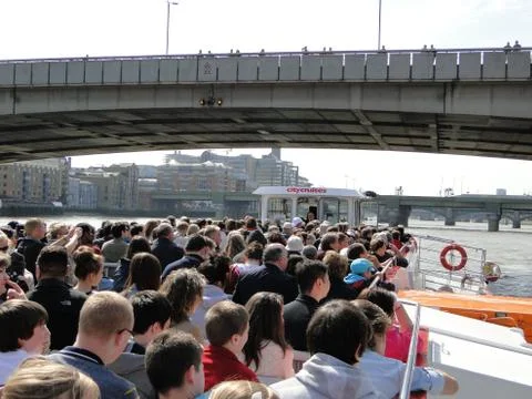 People on a River Thames ferry Stock Photos