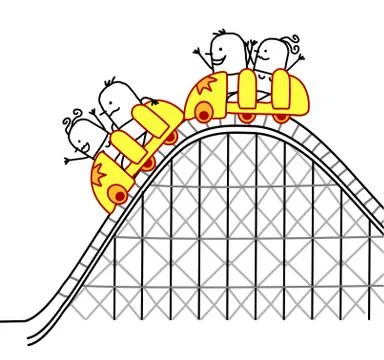 People on roller coaster Stock Illustration