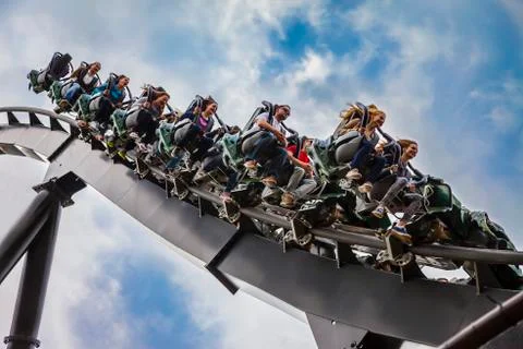 People on a roller coaster Stock Photos