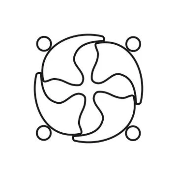 People rotation Commitment Teamwork Together Outline Logo Stock Illustration