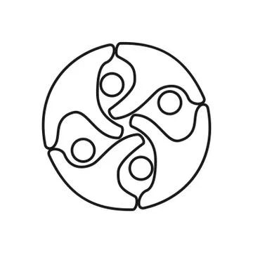 People rotation Commitment Teamwork Together Outline Logo Stock Illustration