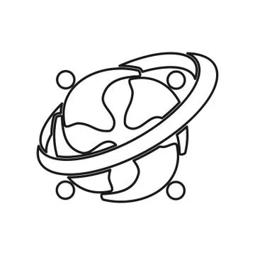People rotation emblem Commitment Teamwork Together Outline Logo Illustrazione stock