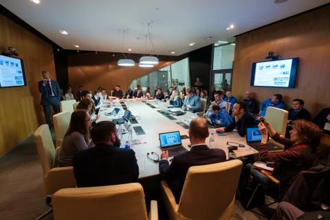 People at round table session 写真素材