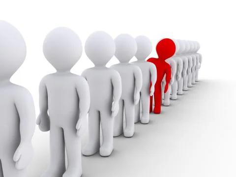 People in a row but one is different Stock Illustration