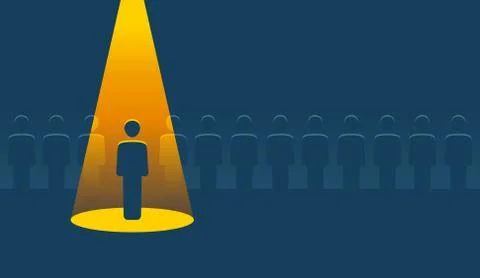 People row with spotlight selected one Stock Illustration