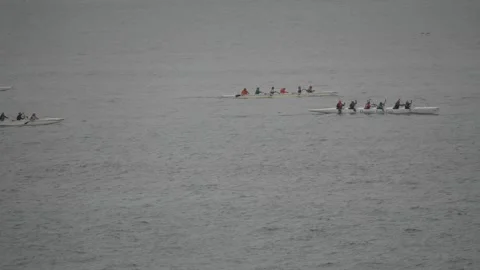 People rowing outrigger canoes. Vídeos de archivo 307475320