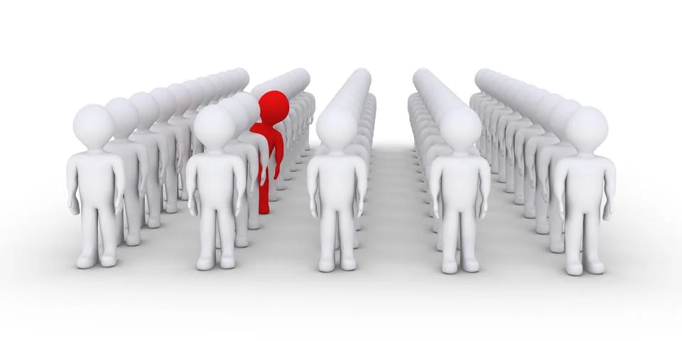 People in rows but one is different Stock Illustration