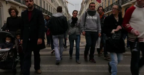 People on Rua Augusta, Lisbon, Portugal Stock Footage 59123058