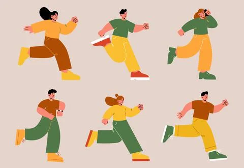 People run, hurry, afraid to be late Stock Illustration