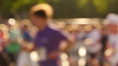 People run marathon, unsharp and slow motion Stock Footage 64427615