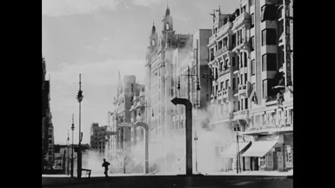 People run on the street to save their lives during the war -1936 Stock Footage 83713477