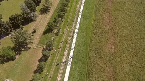 People running aerial 2 Video stock 106949586