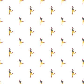 People running in a cartoon pattern background Stock Illustration