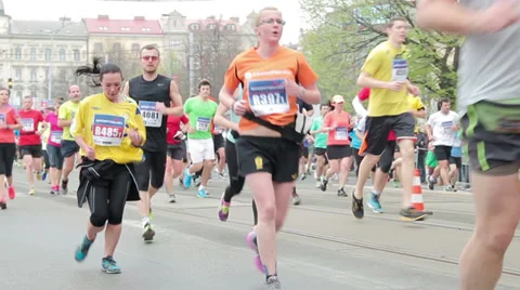 People running at half Marathon event Stock Footage 36989875