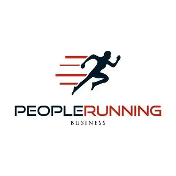 People Running Icon Logo Design Template Stock Illustration