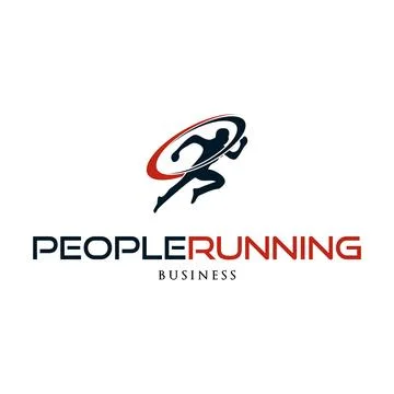 People Running Icon Logo Design Template Stock Illustration