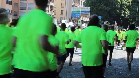 People running marathon in Florence Stock-Footage 75803935