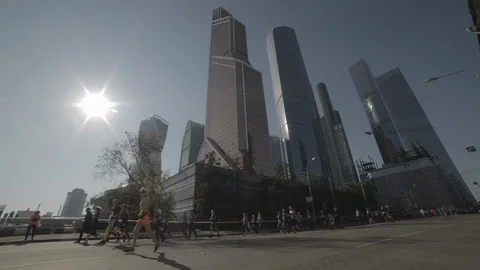 People running marathon Video stock 100796539