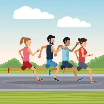 People running outside Ilustración de archivo