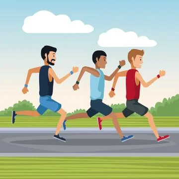 People running outside Ilustración de archivo