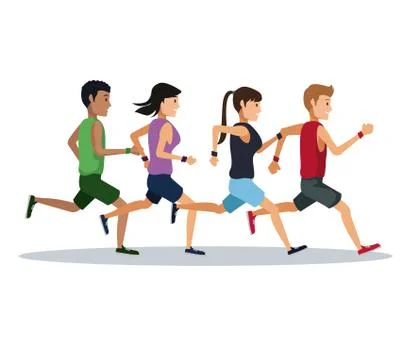 People running over white background Ilustração Stock